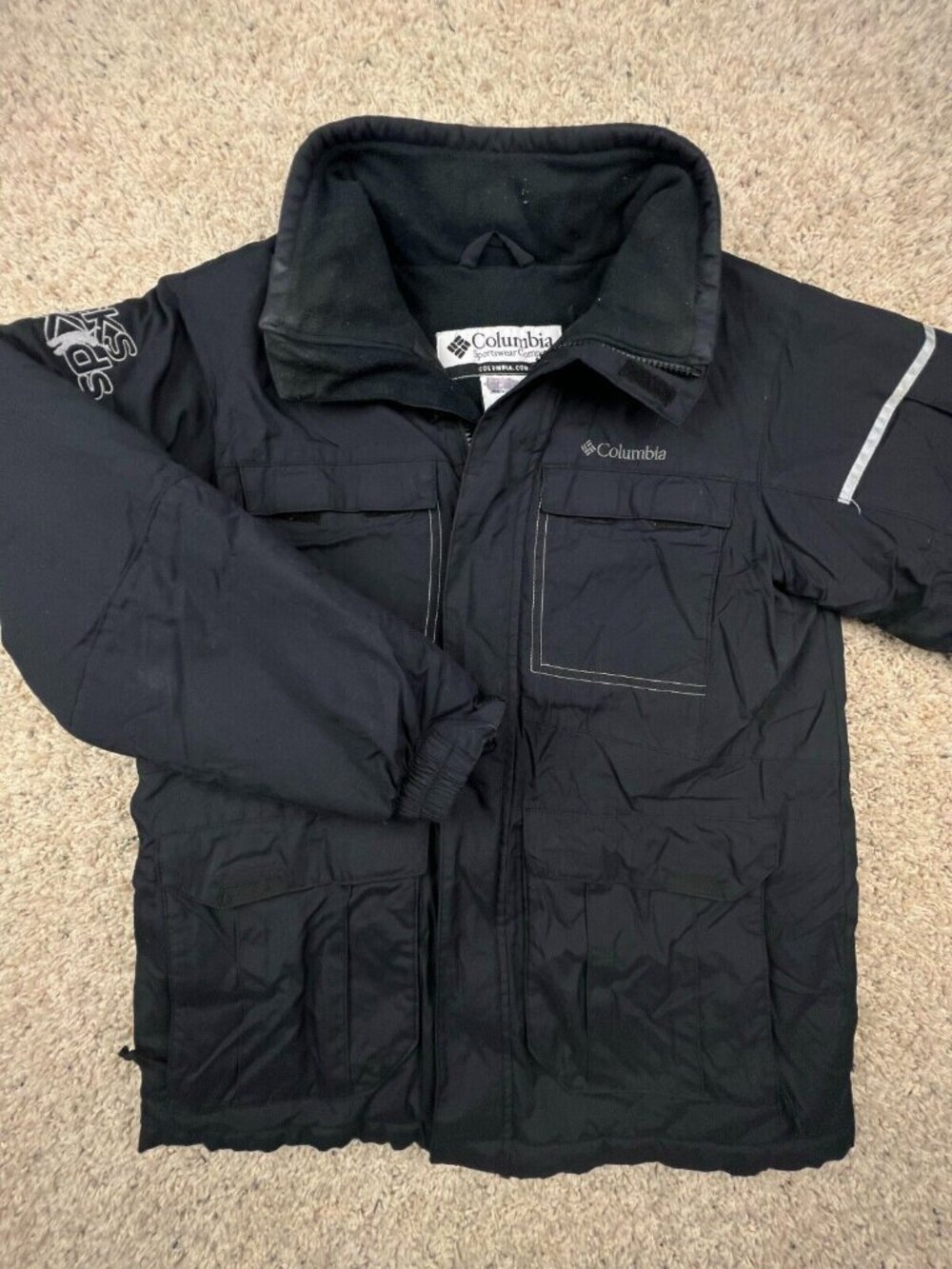 Columbia Jacket Youth 10/12 Black Full Zip Nylon Winter Skiing Kicks For Kids